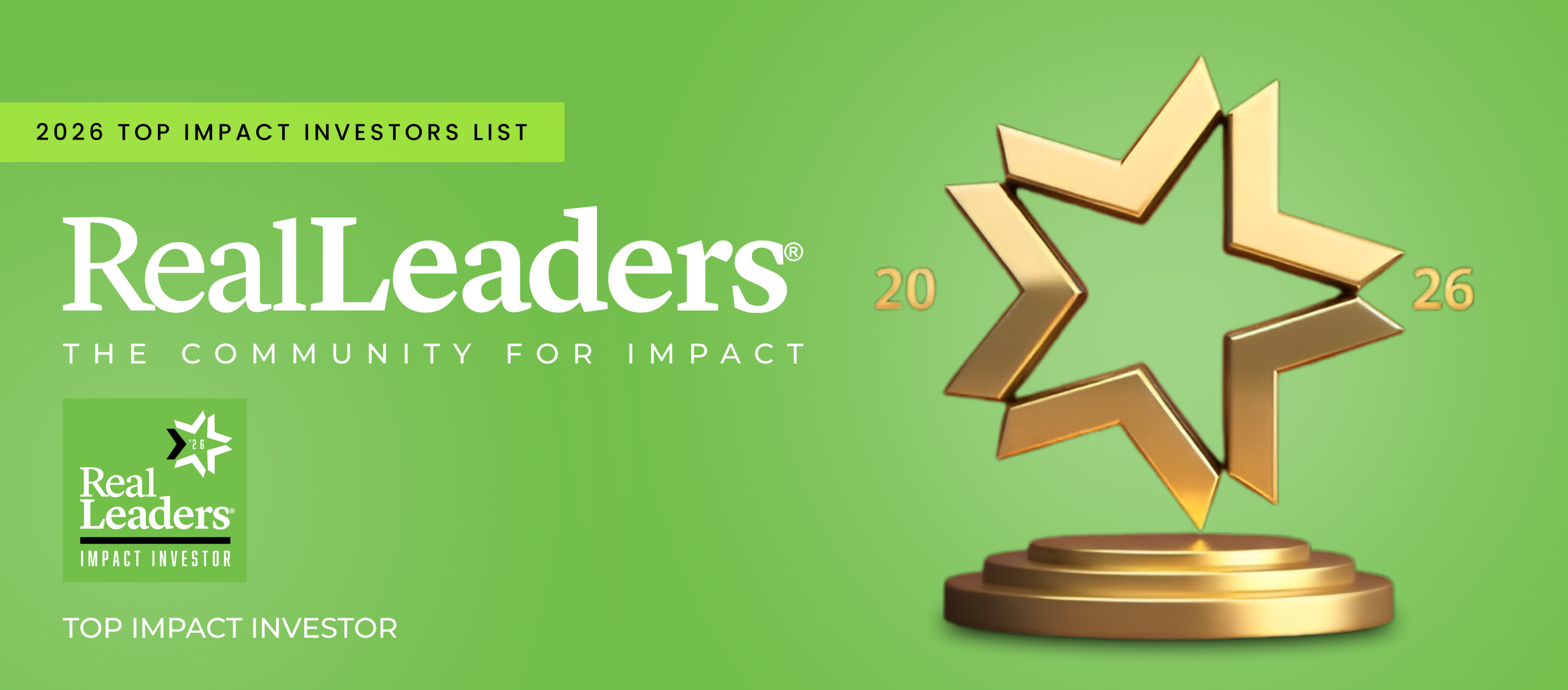 Real Leaders 2026 Top Impact Investors List — Proactive Sustainable Bonds, Top Impact Investor